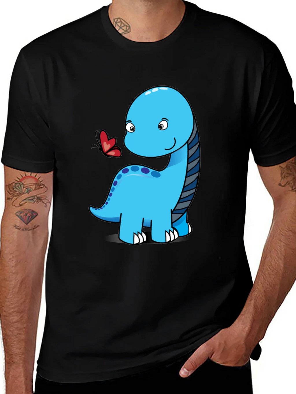 Cute Dinosaur Graphic Tee - Black Short Sleeve Shirt product image 1