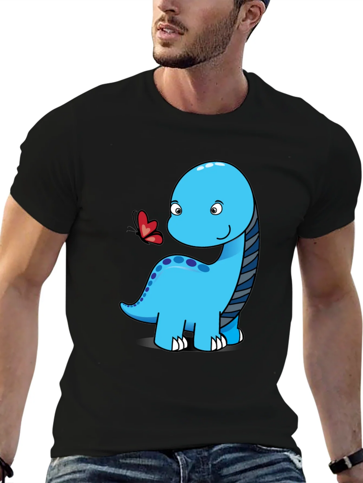 Cute Dinosaur Graphic Tee - Black Short Sleeve Shirt product image 6