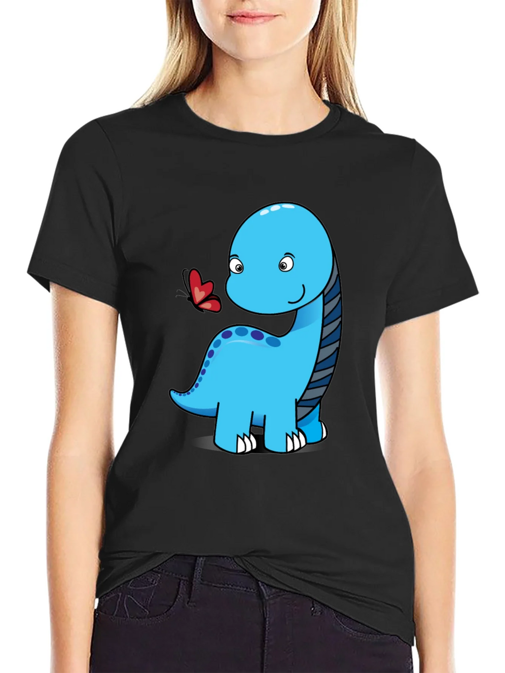 Cute Dinosaur Graphic Tee - Black Short Sleeve Shirt product image 2
