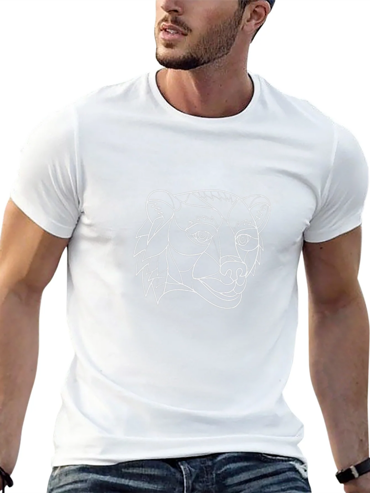 Geometric Bear Head Graphic Tee - Stylish Black T-Shirt product image 12