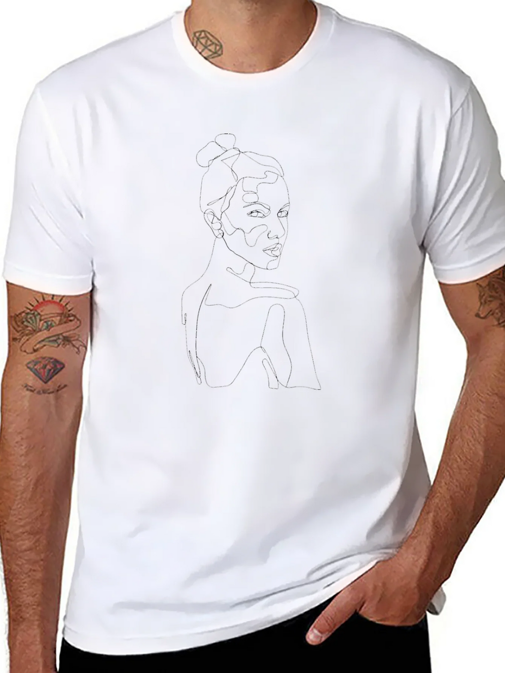 Minimalist Woman Portrait Graphic Tee - Stylish Black Shirt product image 7