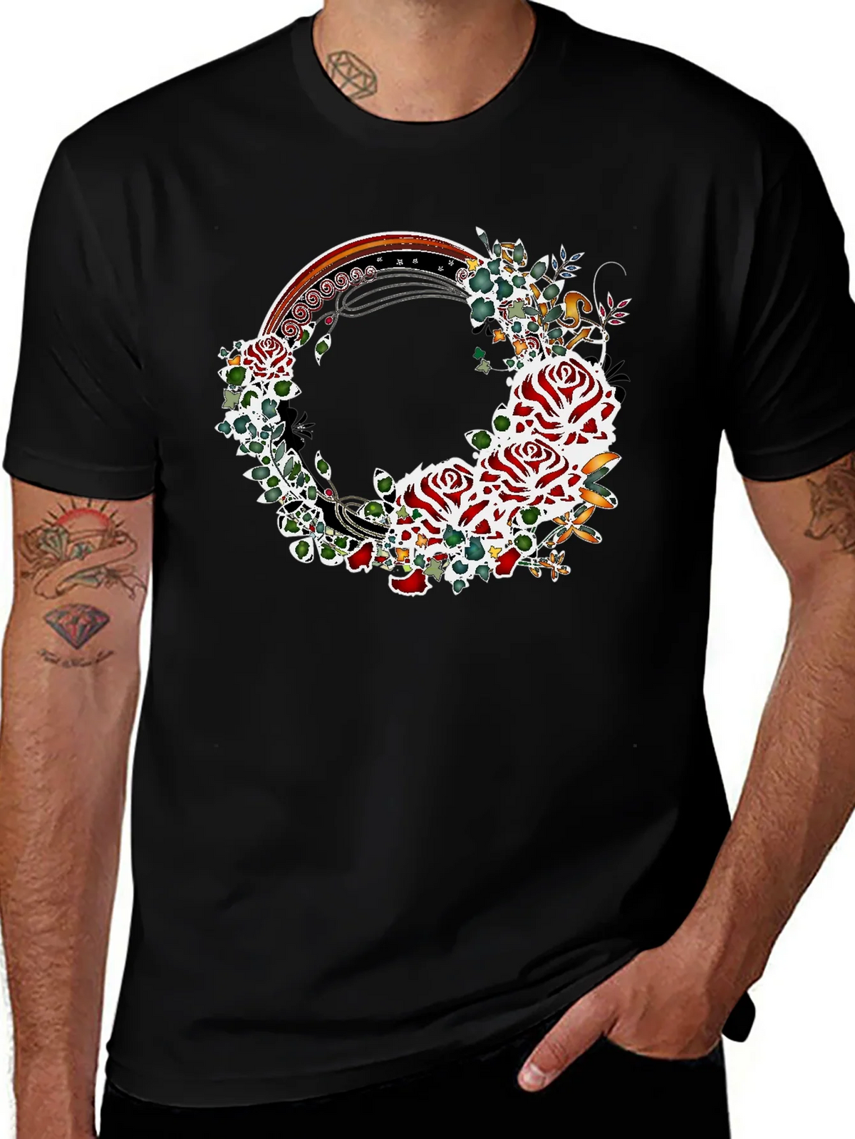 Floral Rose Wreath Graphic T-Shirt product image 1