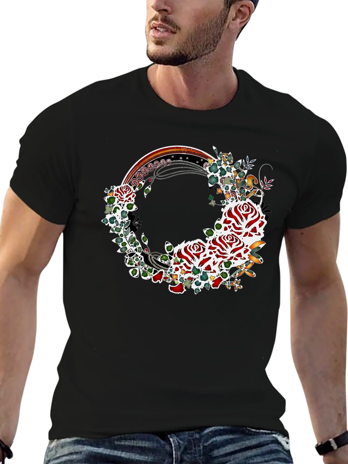 Floral Rose Wreath Graphic T-Shirt product image 5
