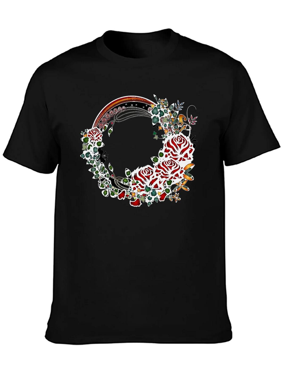 Floral Rose Wreath Graphic T-Shirt product image 3