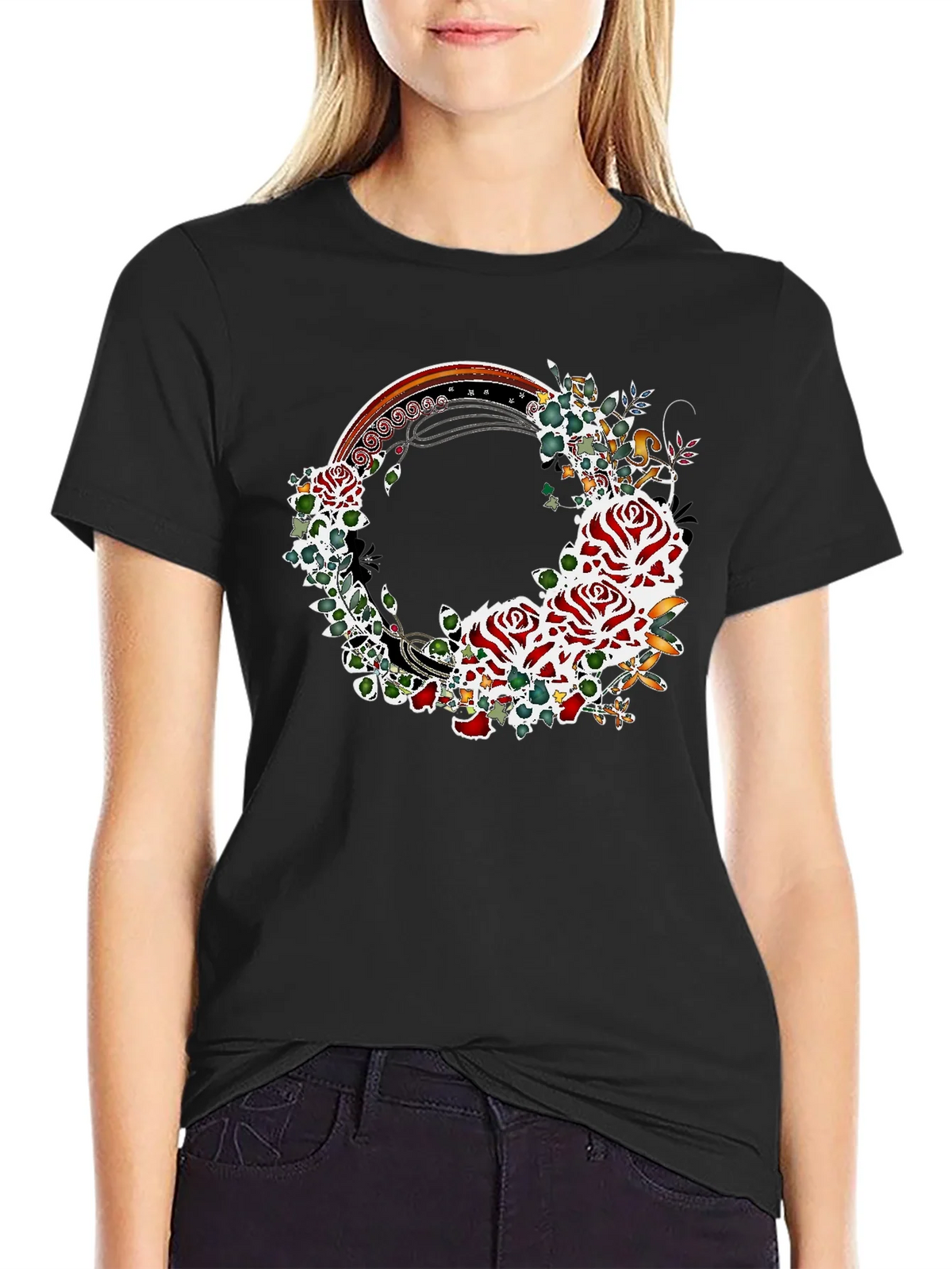 Floral Rose Wreath Graphic T-Shirt product image 2