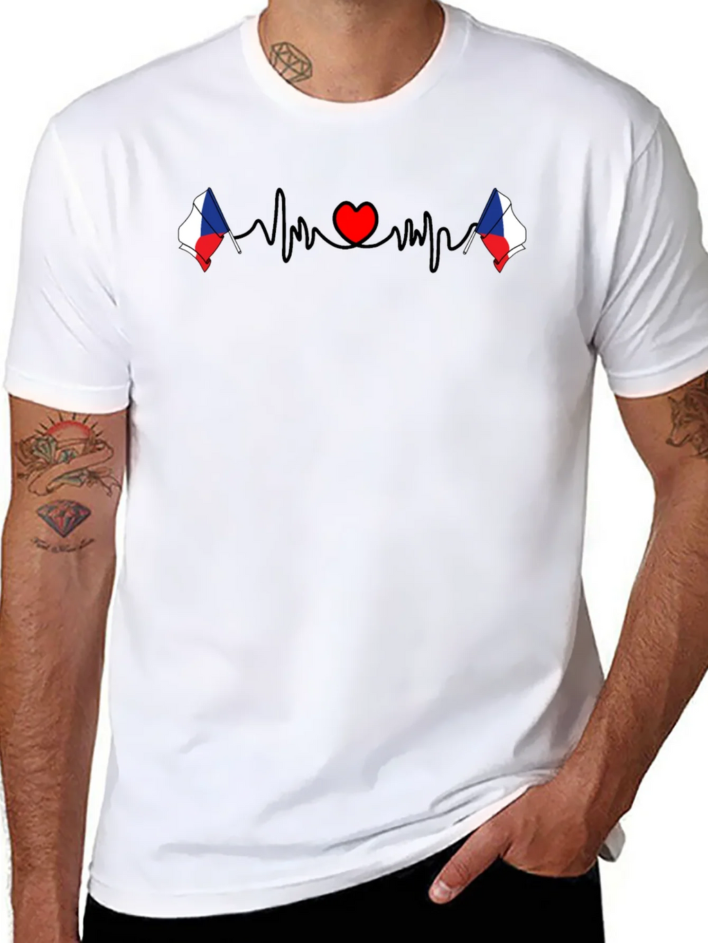 Czech Republic Heartbeat Flag T-Shirt product image 7