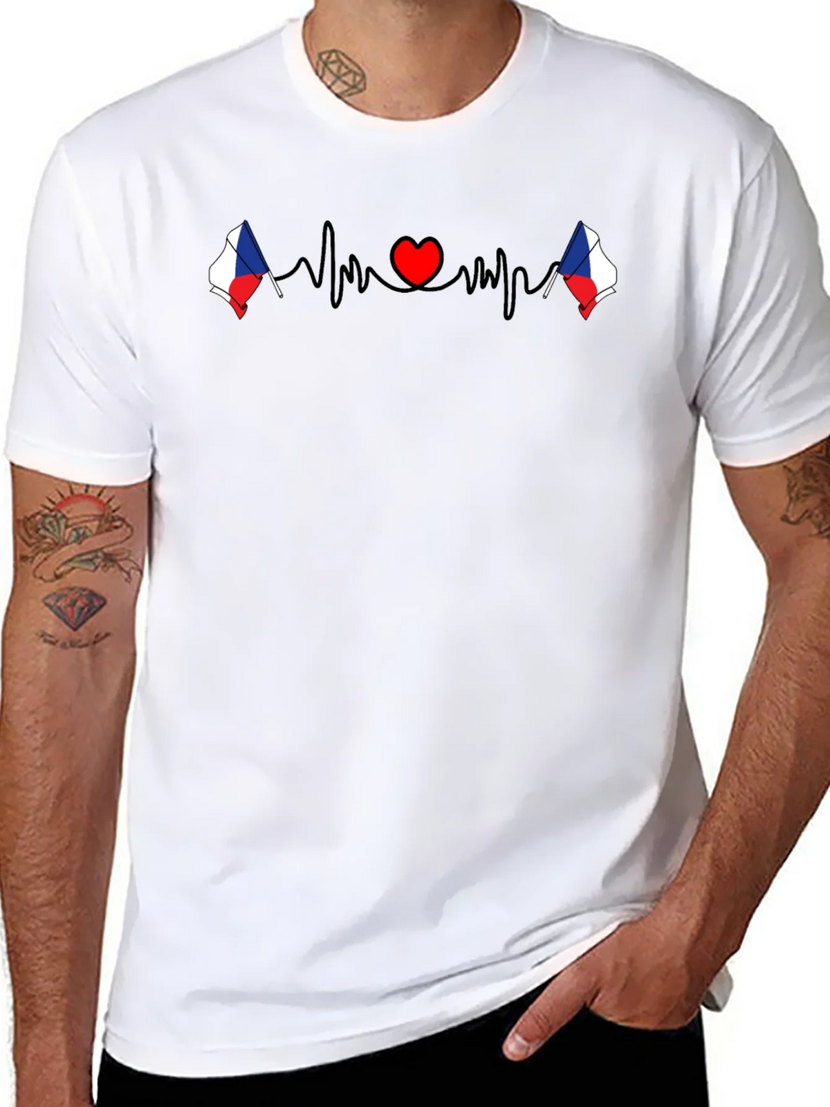 Czech Republic Heartbeat Flag T-Shirt product image 7