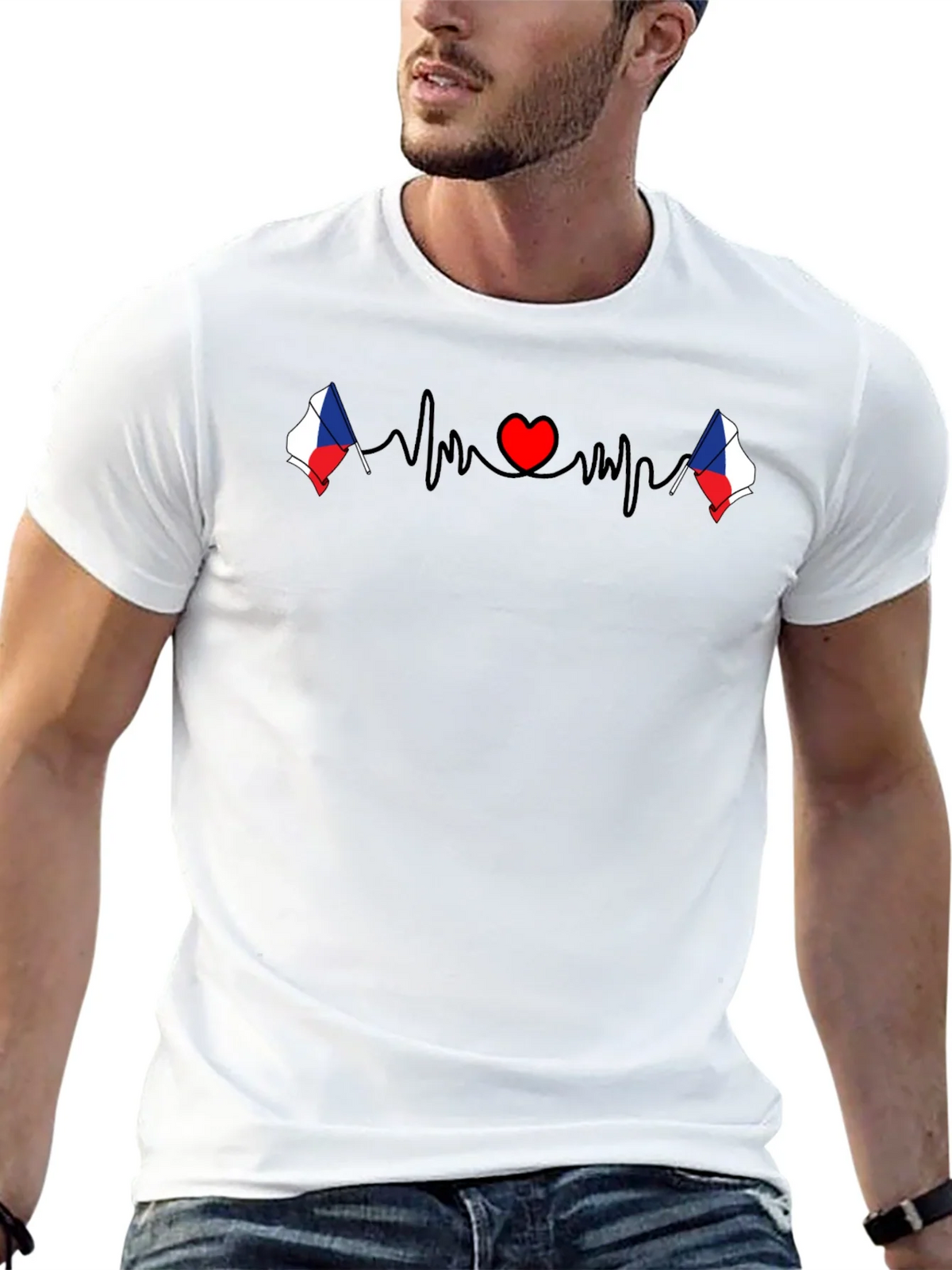 Czech Republic Heartbeat Flag T-Shirt product image 12