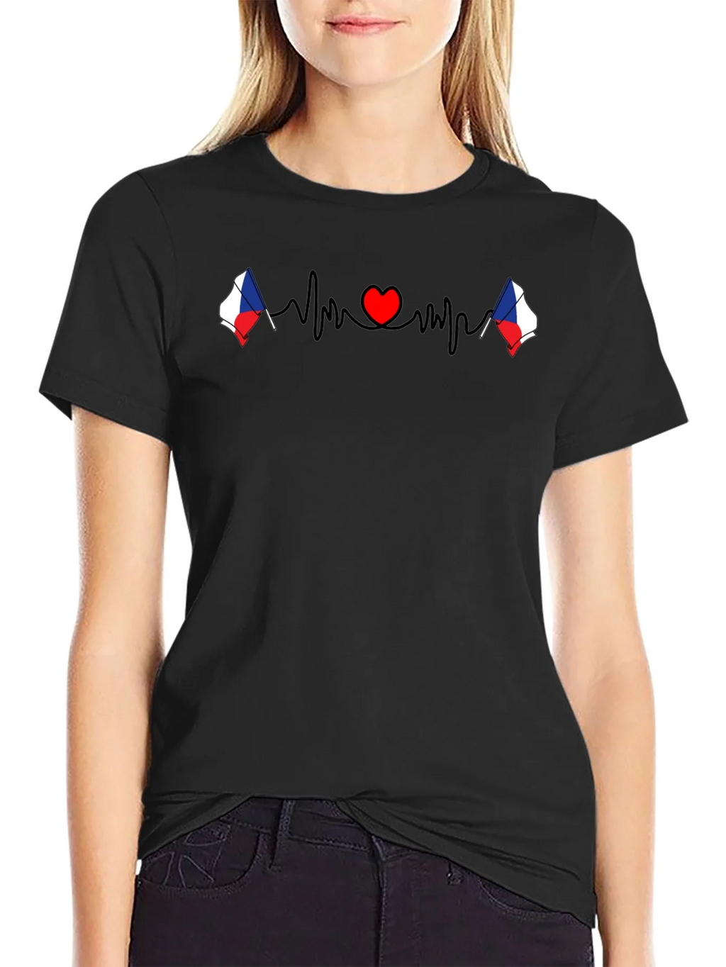 Czech Republic Heartbeat Flag T-Shirt product image 2
