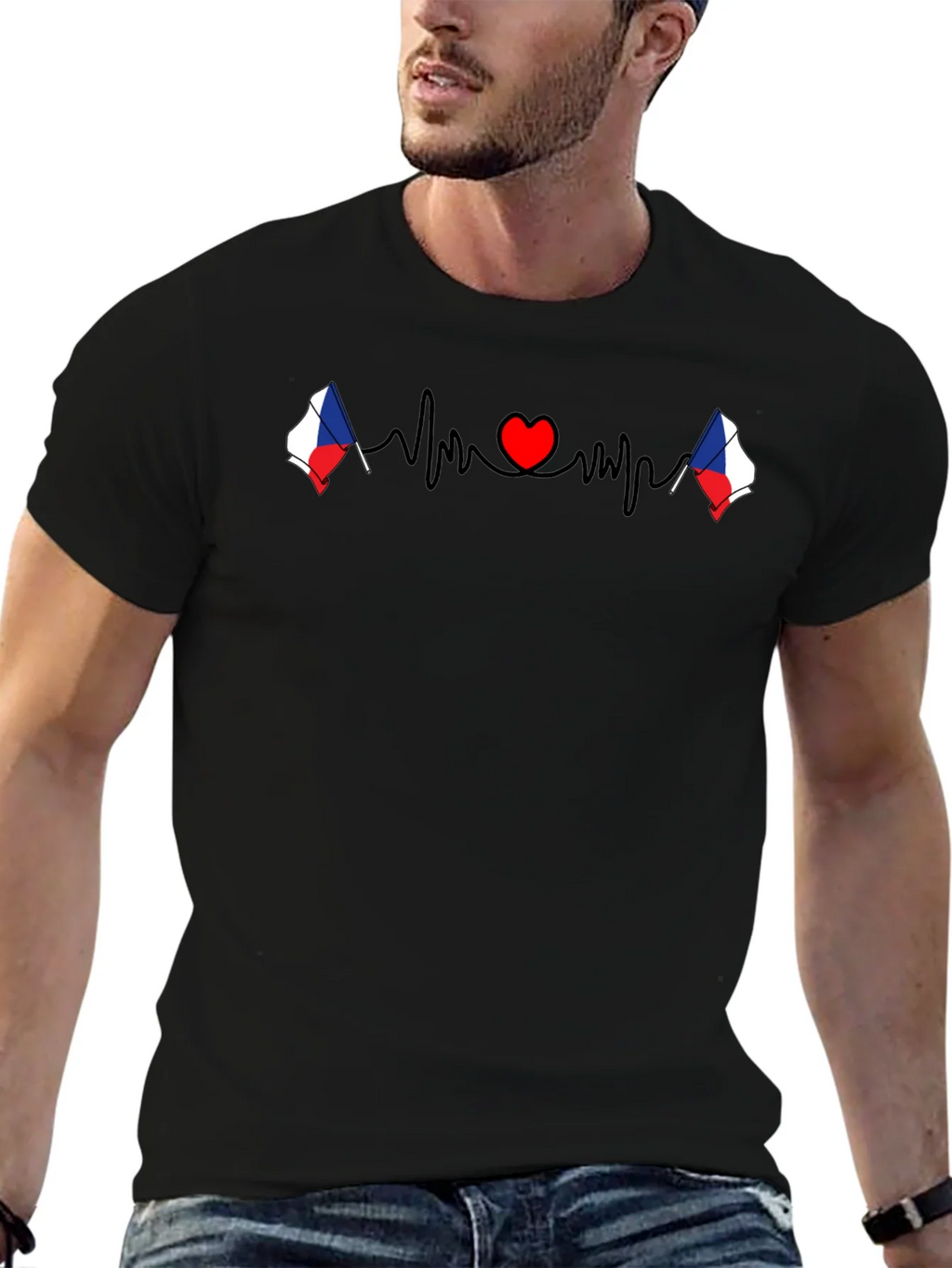Czech Republic Heartbeat Flag T-Shirt product image 6