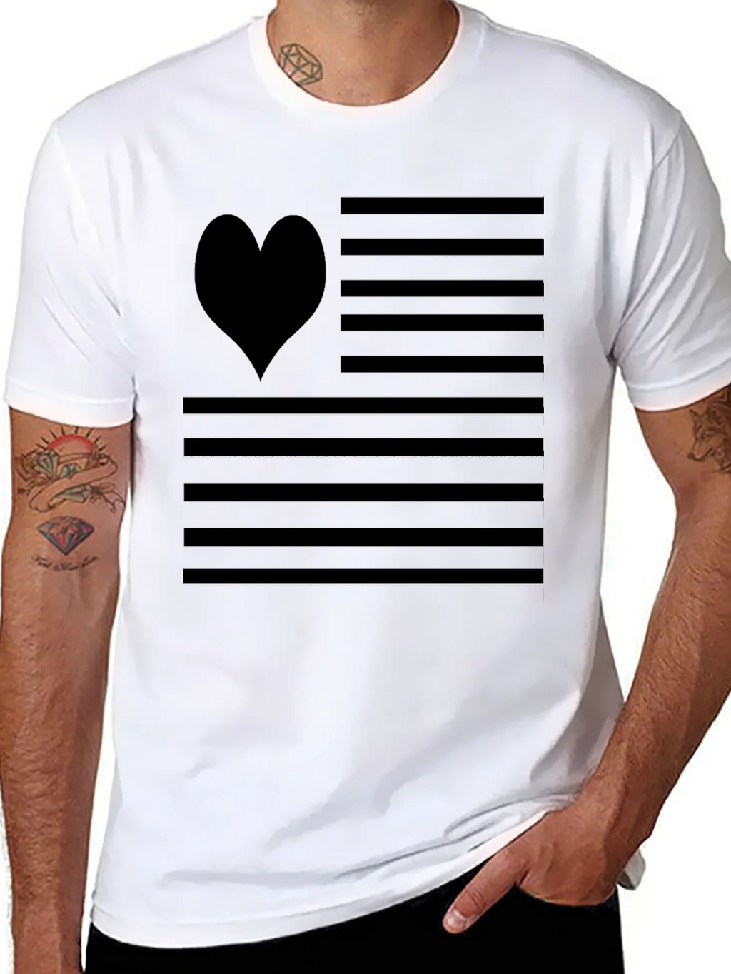Heart Flag Graphic Tee - Patriotic Love T-Shirt product image 7