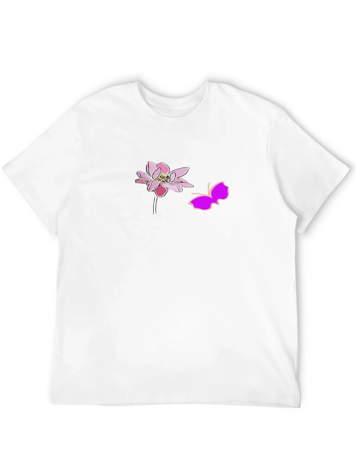 Black Graphic Tee with Pink Lotus and Butterfly Design product image 11