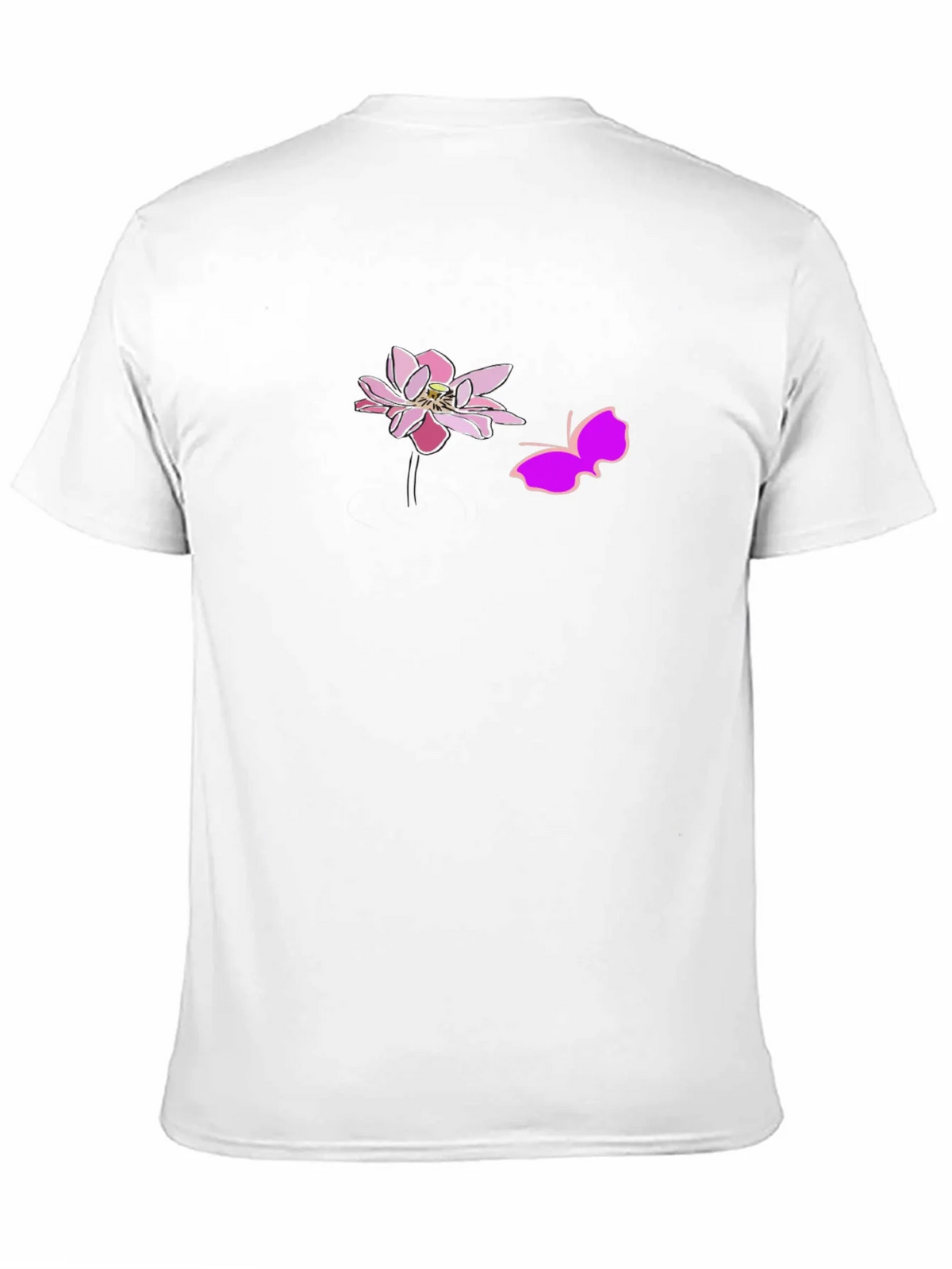 Black Graphic Tee with Pink Lotus and Butterfly Design product image 10