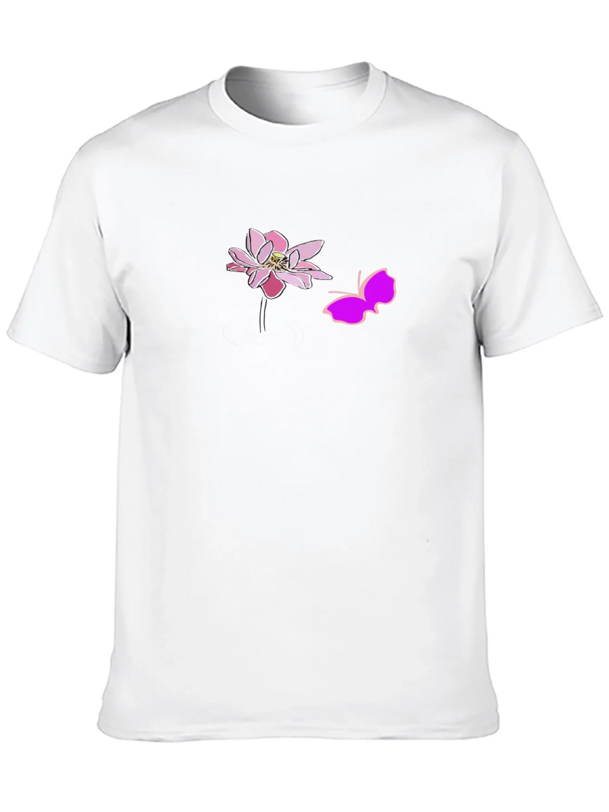 Black Graphic Tee with Pink Lotus and Butterfly Design product image 9