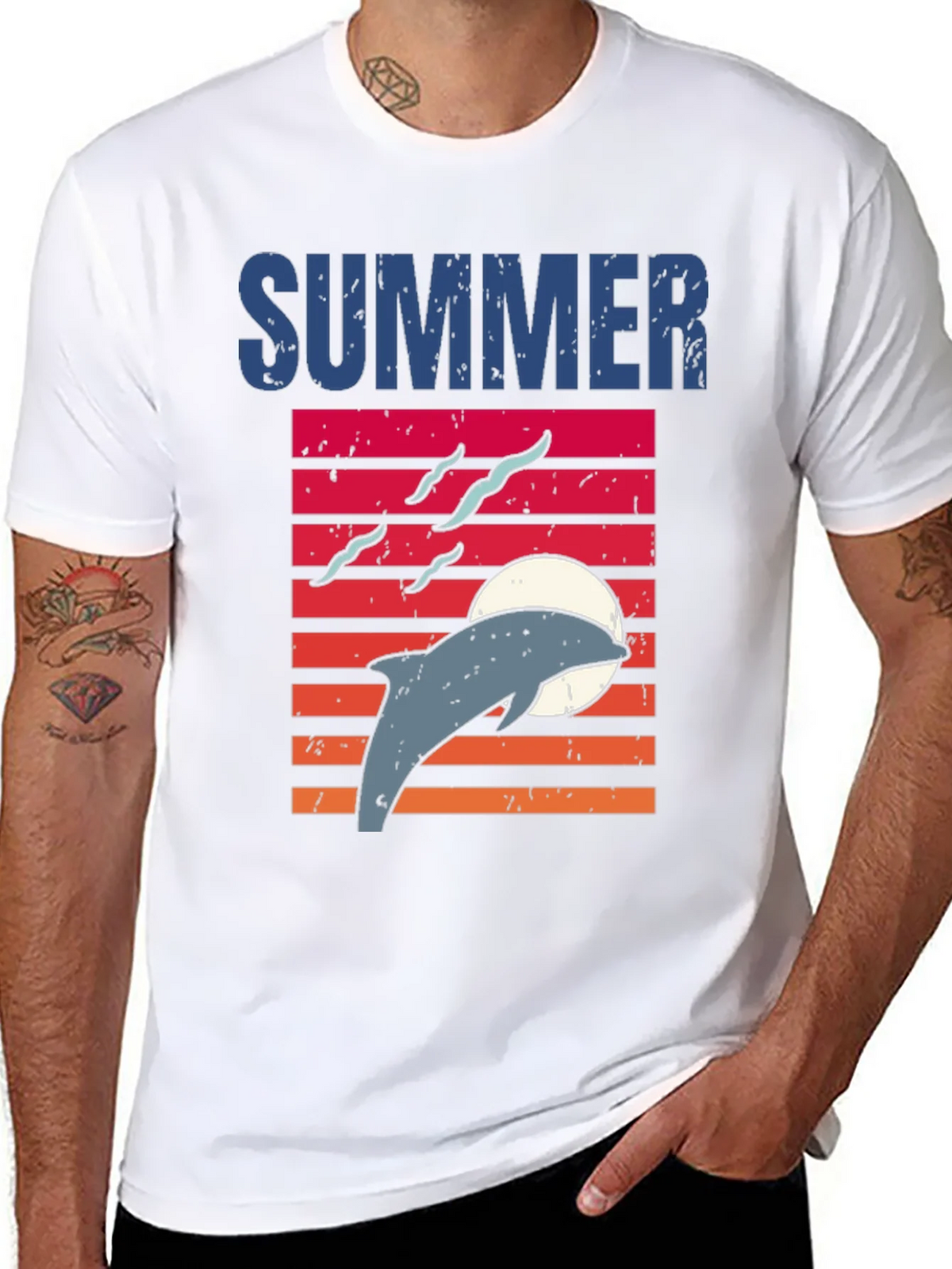 Summer Dolphin Sunset Graphic T-Shirt product image 7