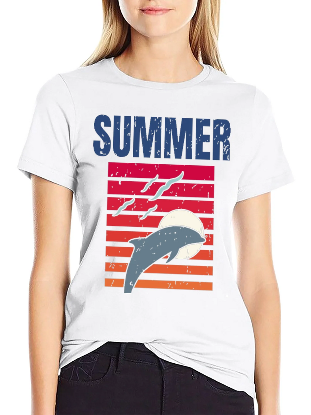 Summer Dolphin Sunset Graphic T-Shirt product image 8