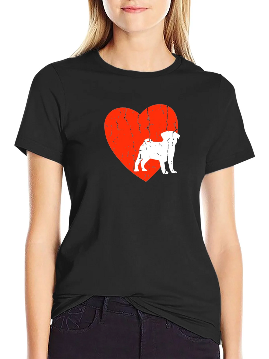 Pug Love Heart Graphic Tee - Mens Black T-Shirt product image 1
