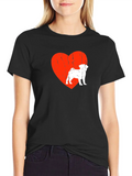 Pug Love Heart Graphic Tee - Mens Black T-Shirt product image 1
