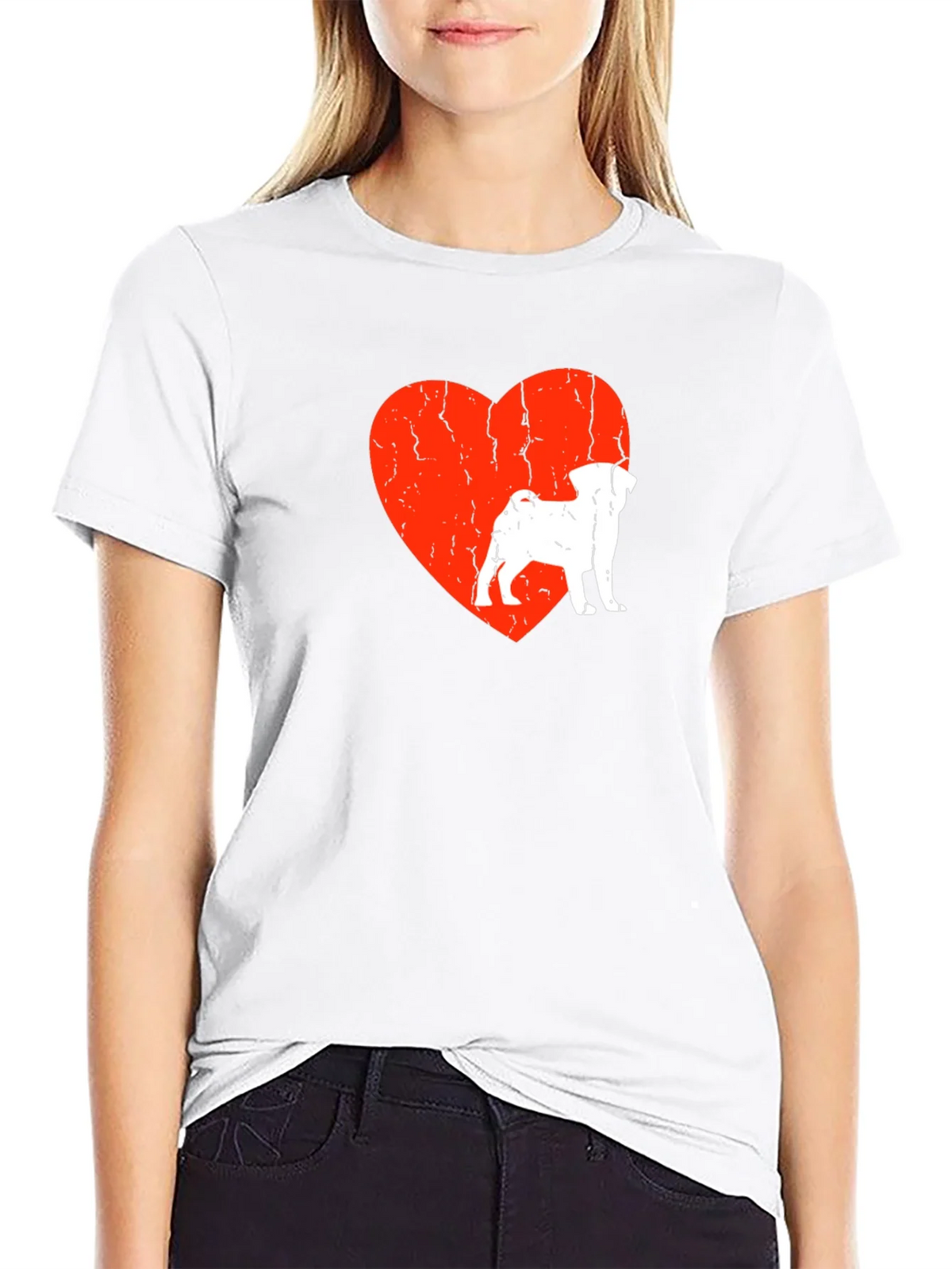 Pug Love Heart Graphic Tee - Mens Black T-Shirt product image 4