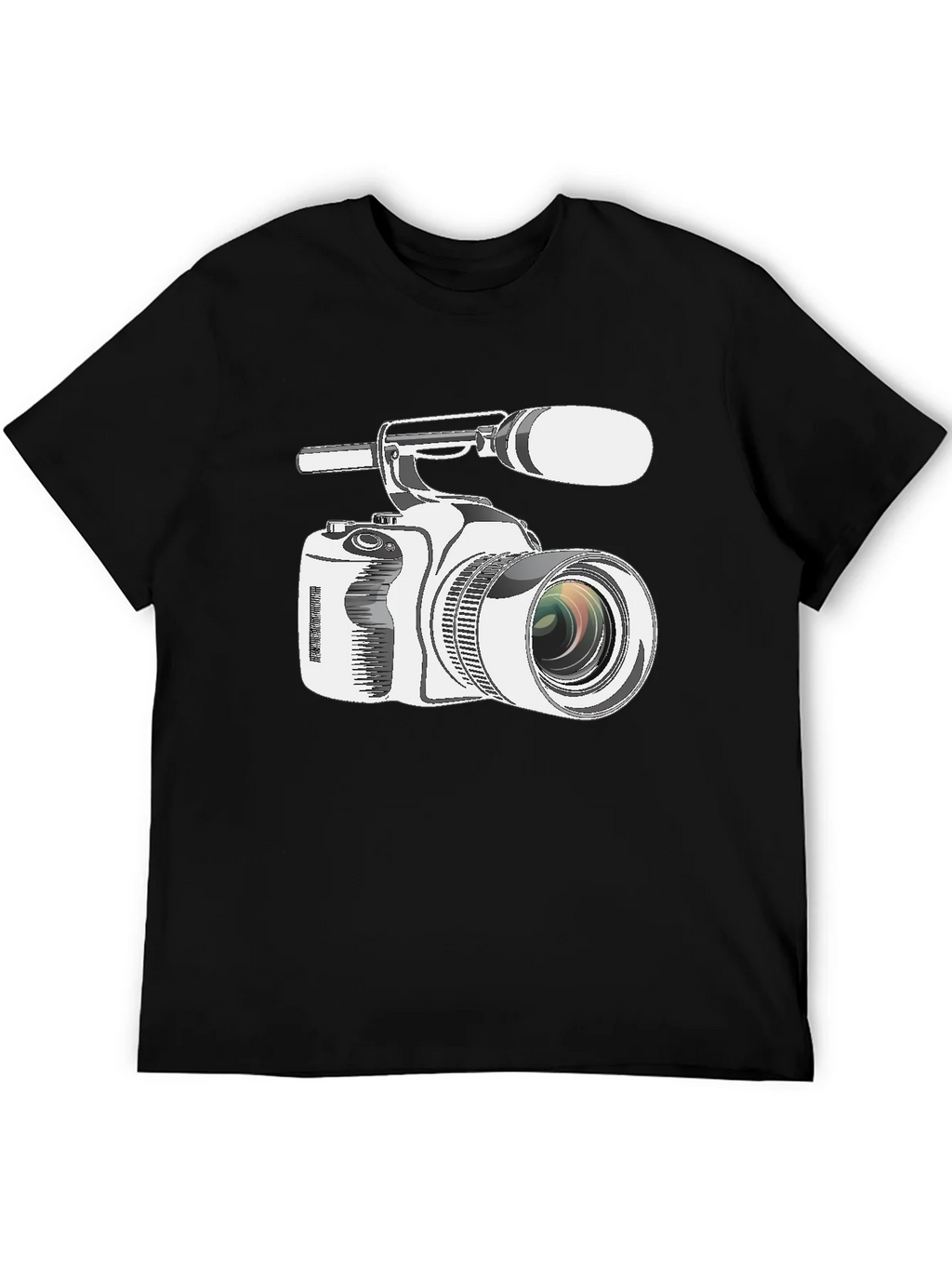 Retro Camcorder Graphic Tee - Black Cotton product image 5