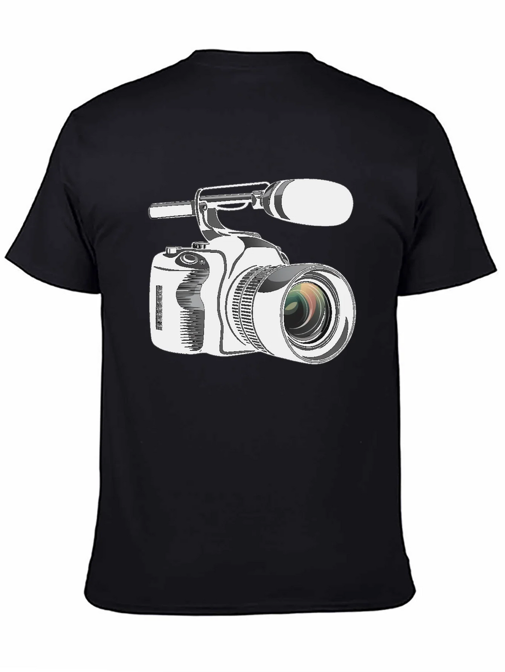 Retro Camcorder Graphic Tee - Black Cotton product image 4