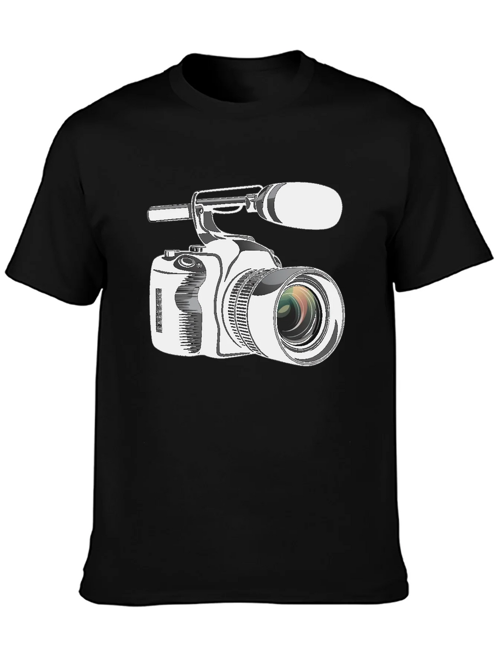 Retro Camcorder Graphic Tee - Black Cotton product image 3