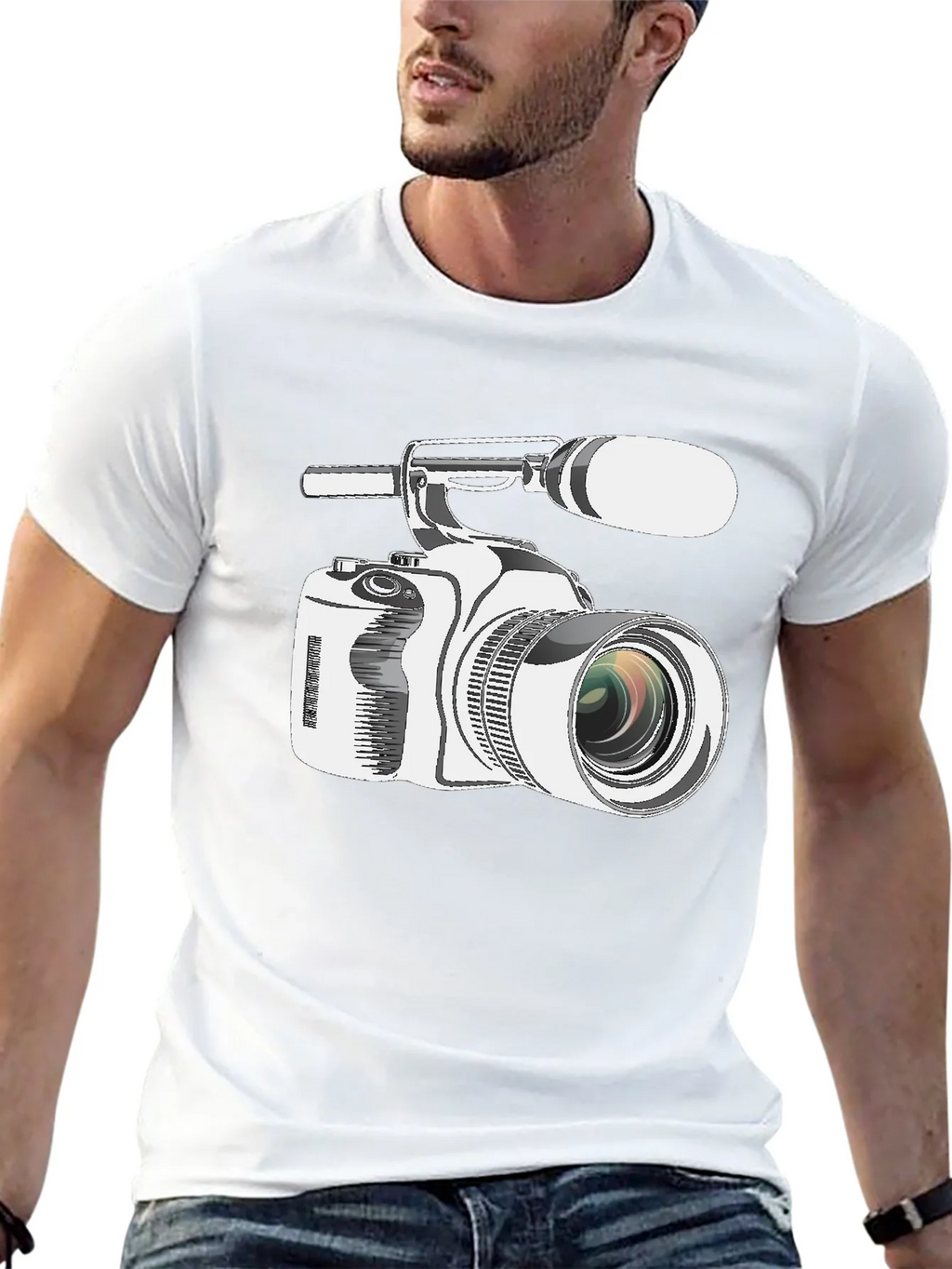 Retro Camcorder Graphic Tee - Black Cotton product image 12