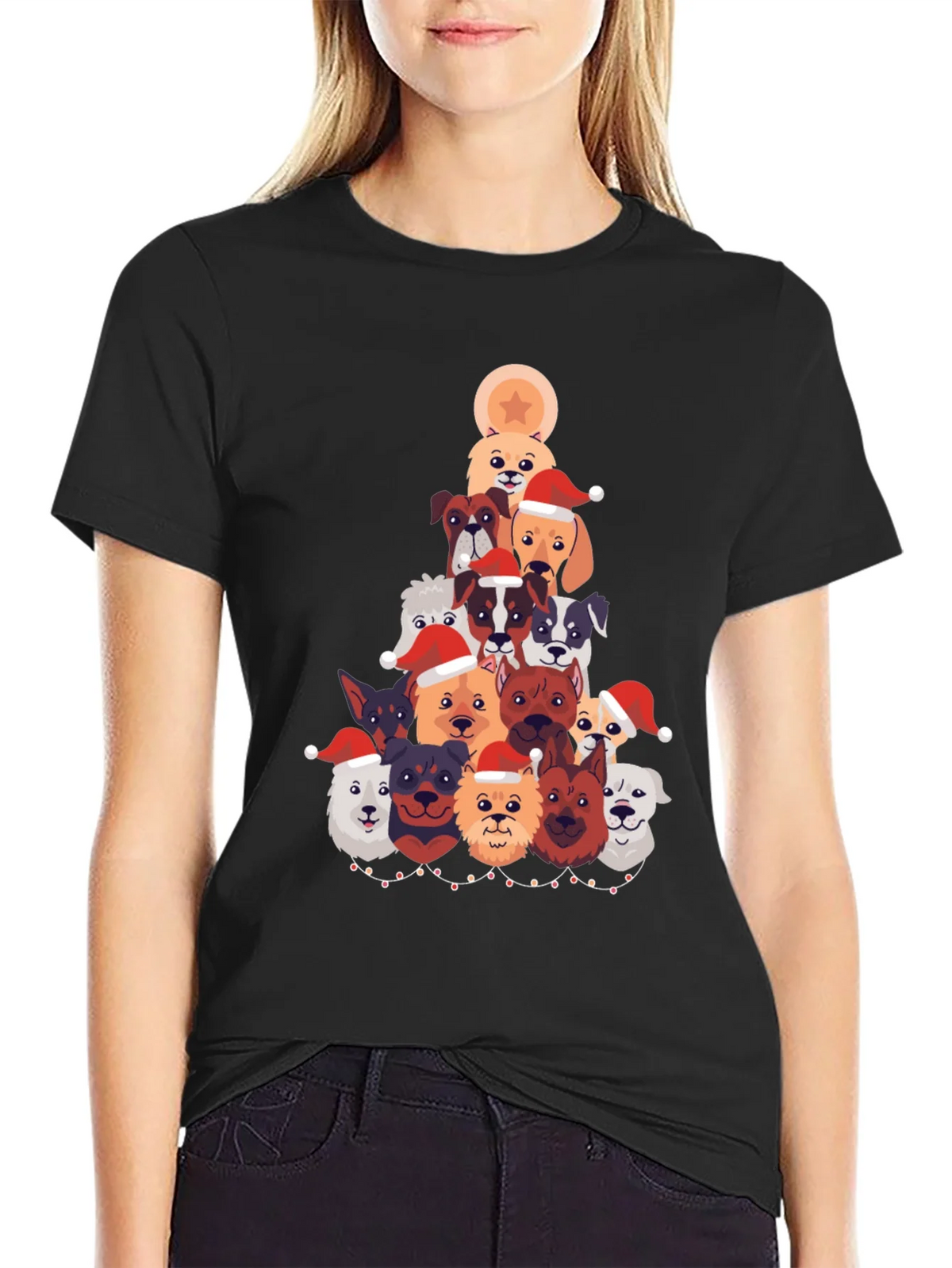 Festive Dog Christmas Tree Graphic Tee