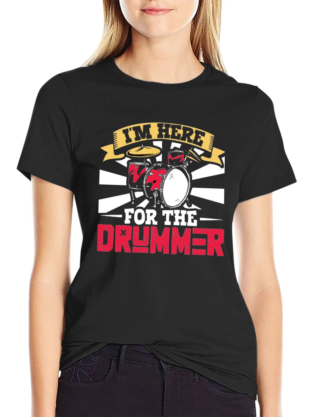 Im Here For The Drummer Black T-Shirt product image 2