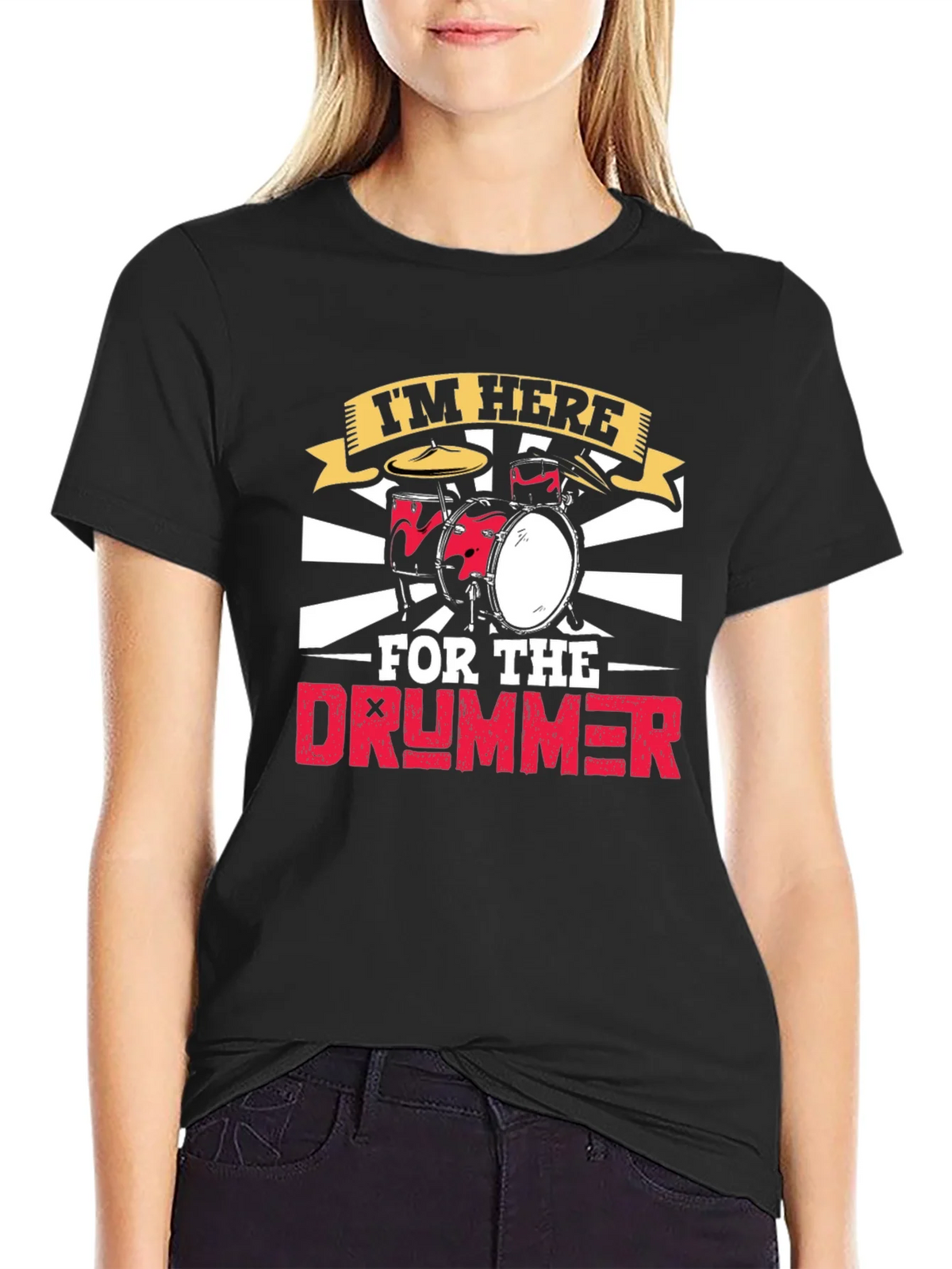 Im Here For The Drummer Black T-Shirt product image 2