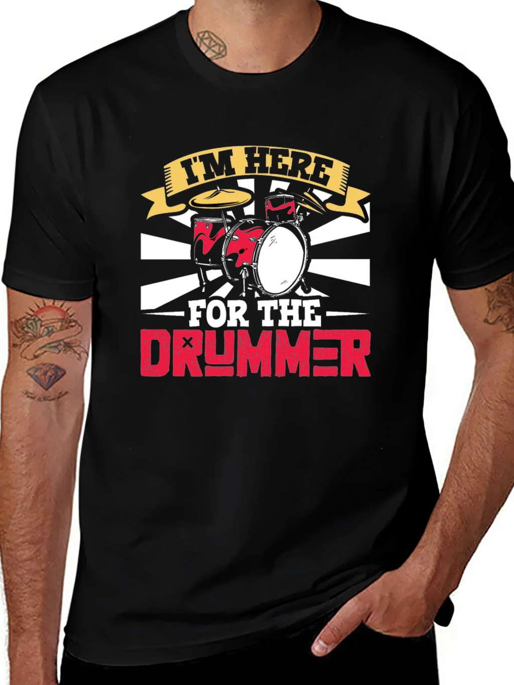 Im Here For The Drummer Black T-Shirt product image 1