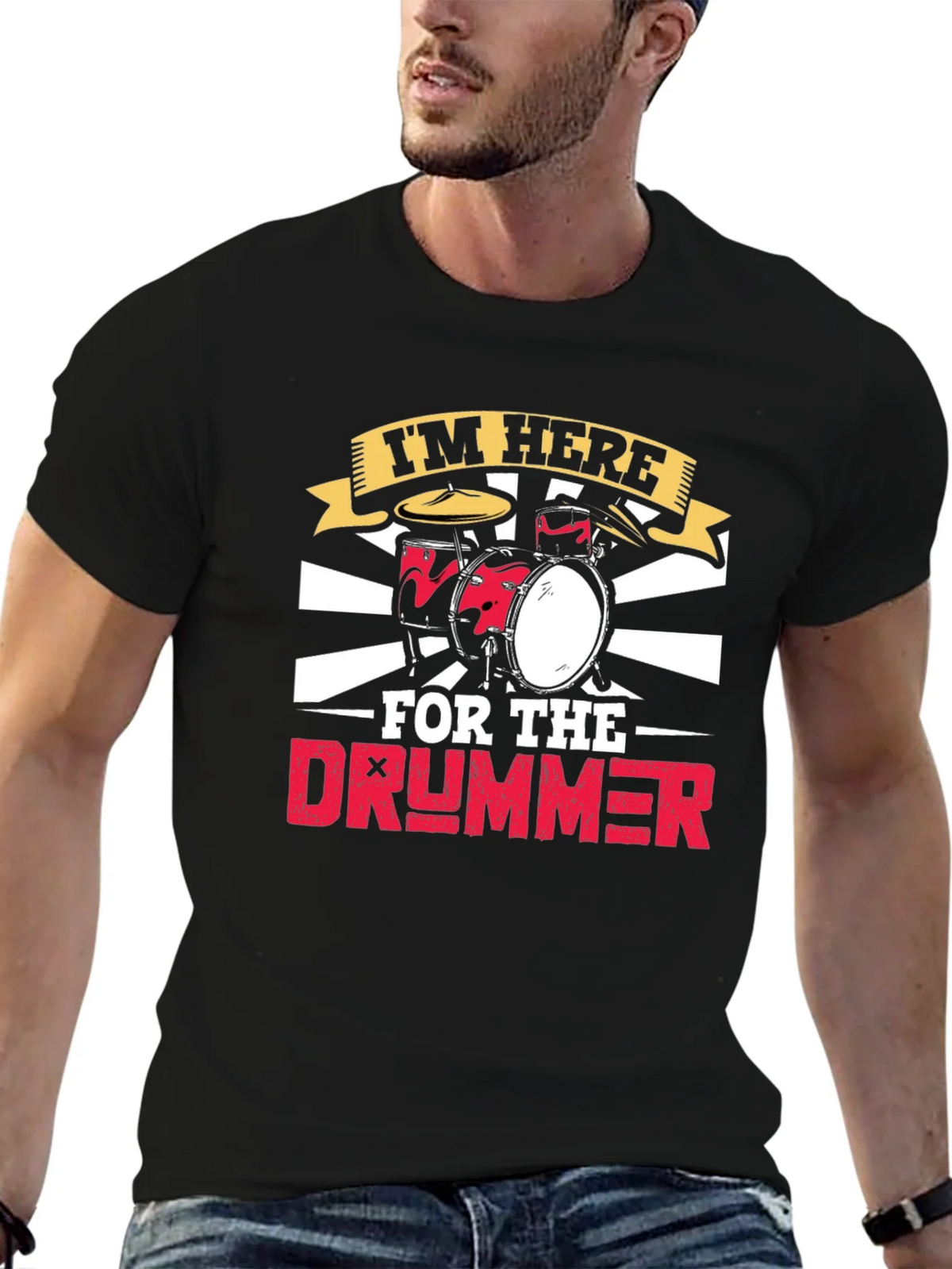 Im Here For The Drummer Black T-Shirt product image 6