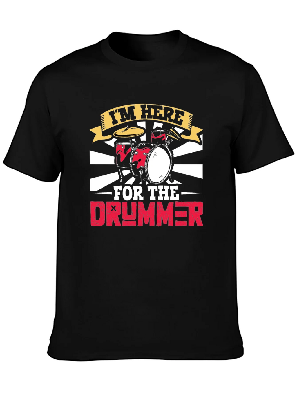 Im Here For The Drummer Black T-Shirt product image 3