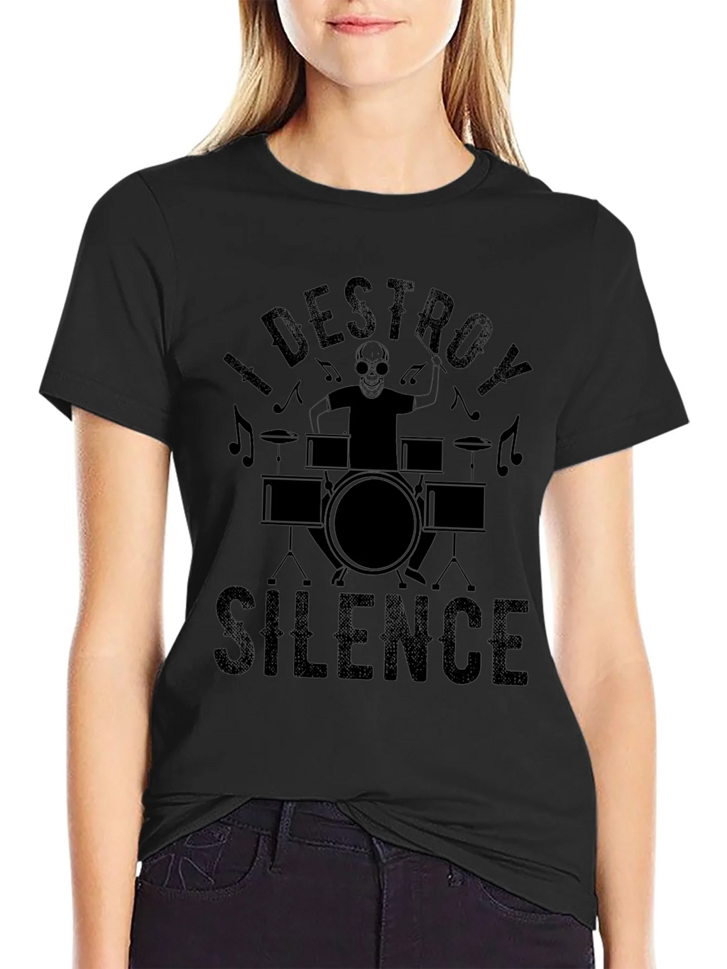 I Destroy Silence Black T-Shirt product image 2