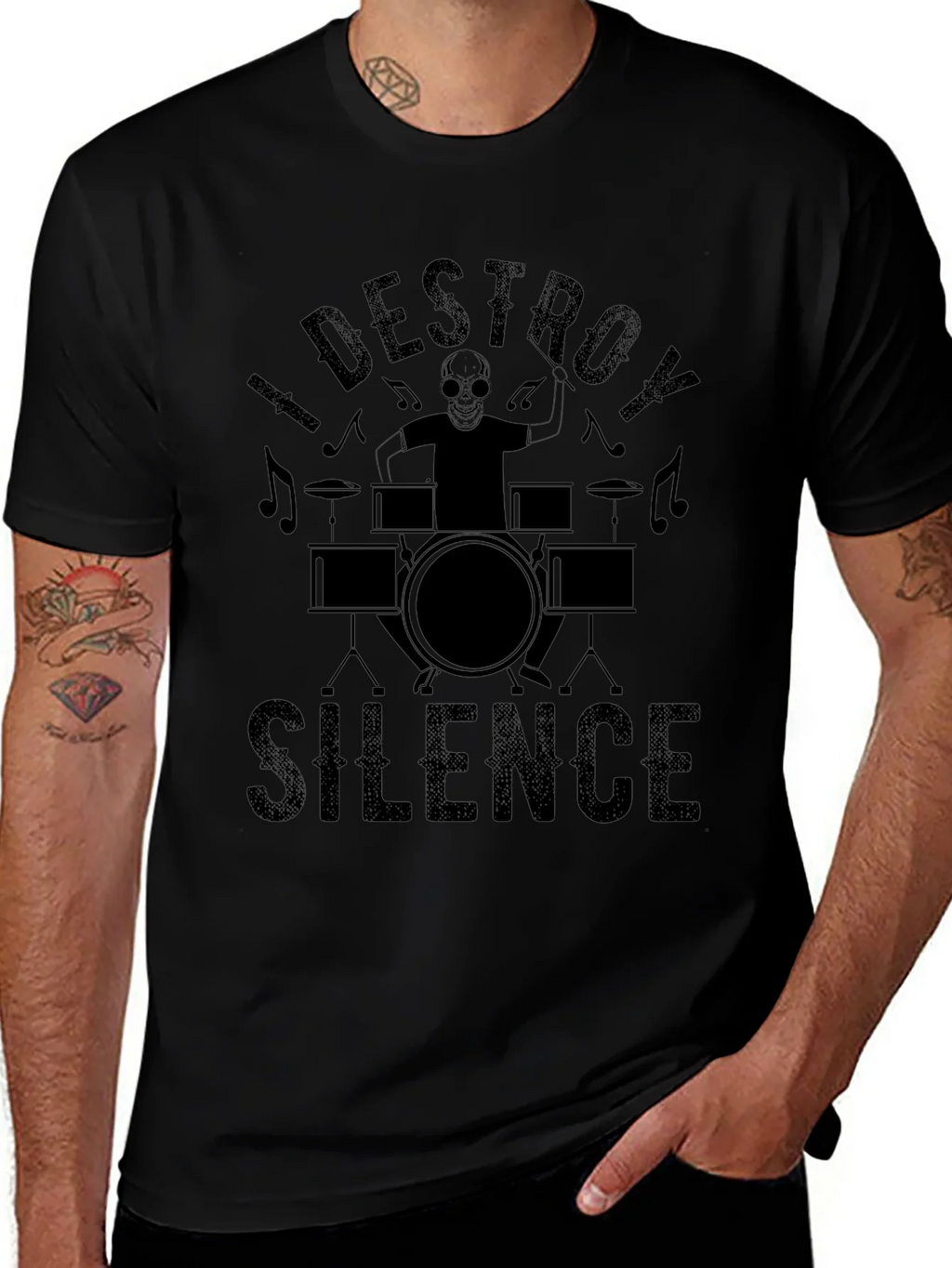 I Destroy Silence Black T-Shirt product image 1