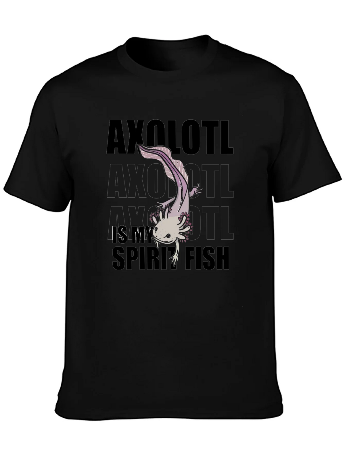 Axolotl Spirit Fish Black Graphic T-Shirt product image 2