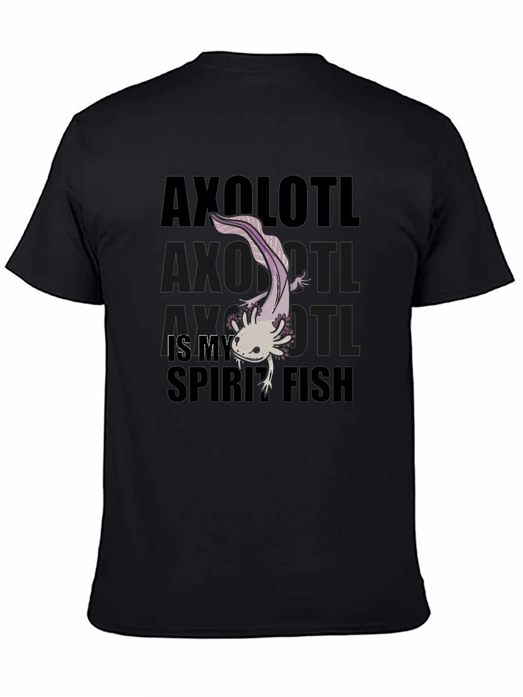Axolotl Spirit Fish Black Graphic T-Shirt product image 3
