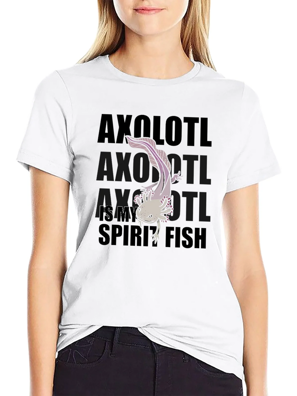Axolotl Spirit Fish Black Graphic T-Shirt product image 4