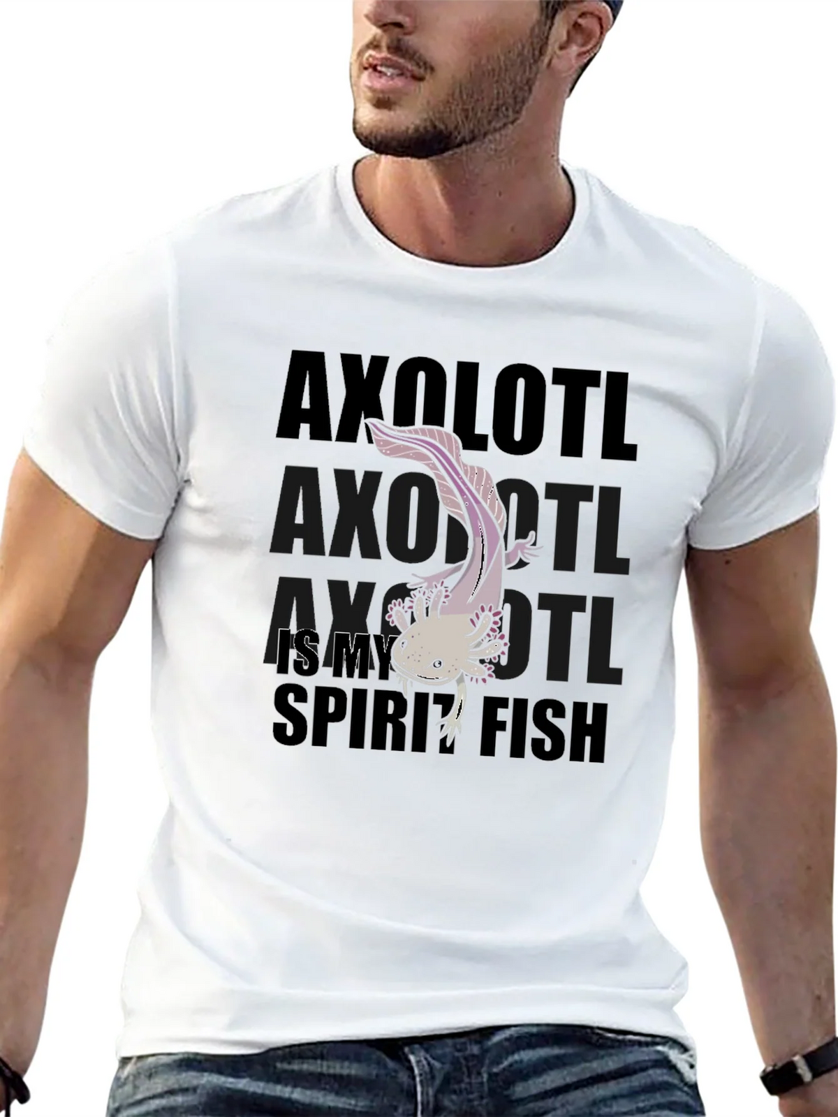 Axolotl Spirit Fish Black Graphic T-Shirt product image 6