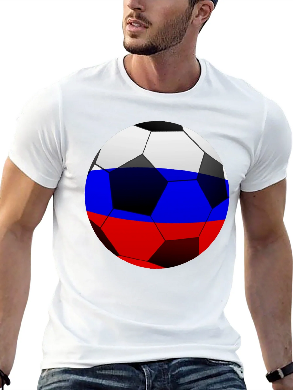 Russia Flag Soccer Ball T-Shirt product image 7