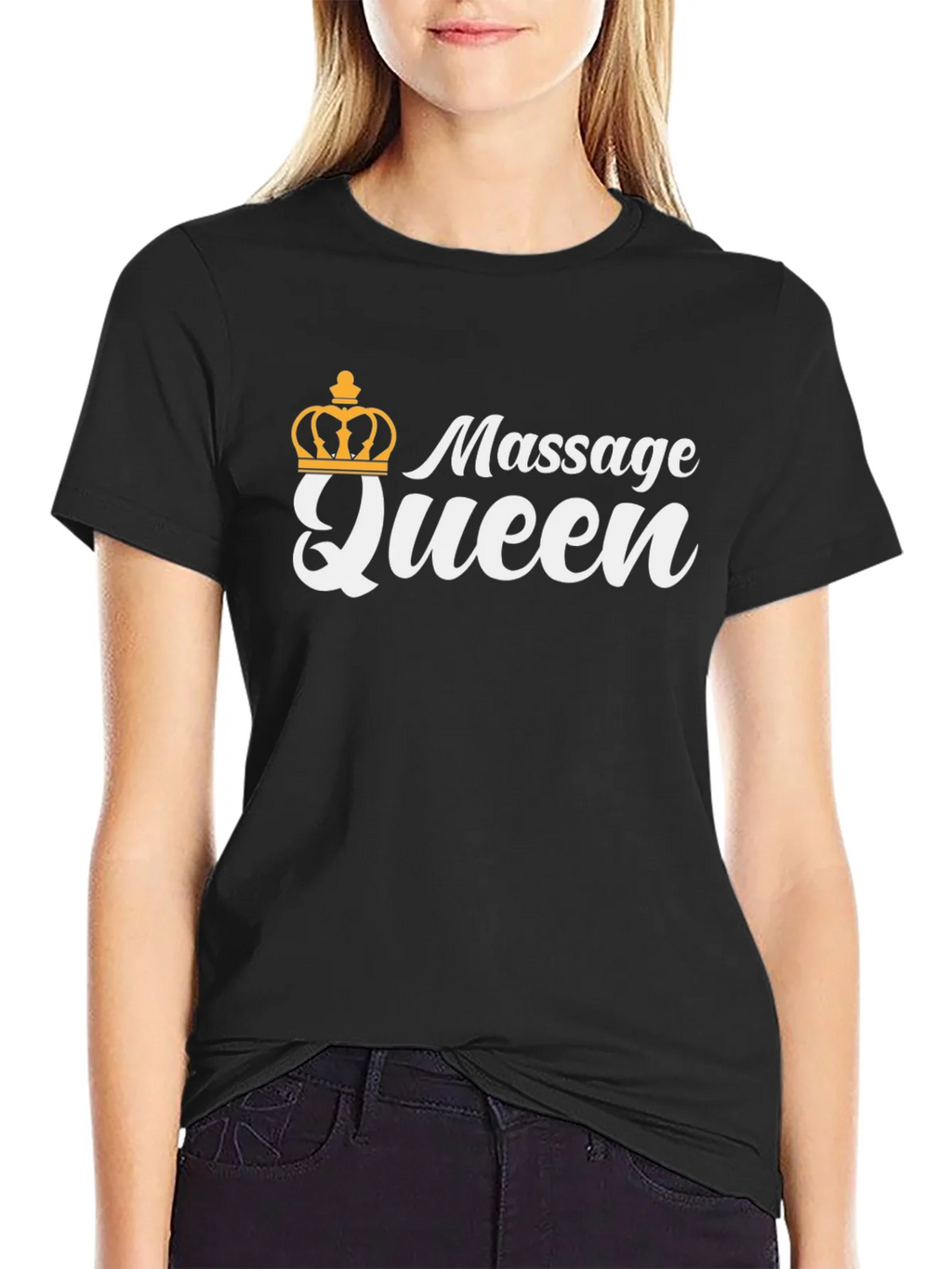 Massage Queen T-Shirt - Black Crown Graphic Novelty Tee product image 1
