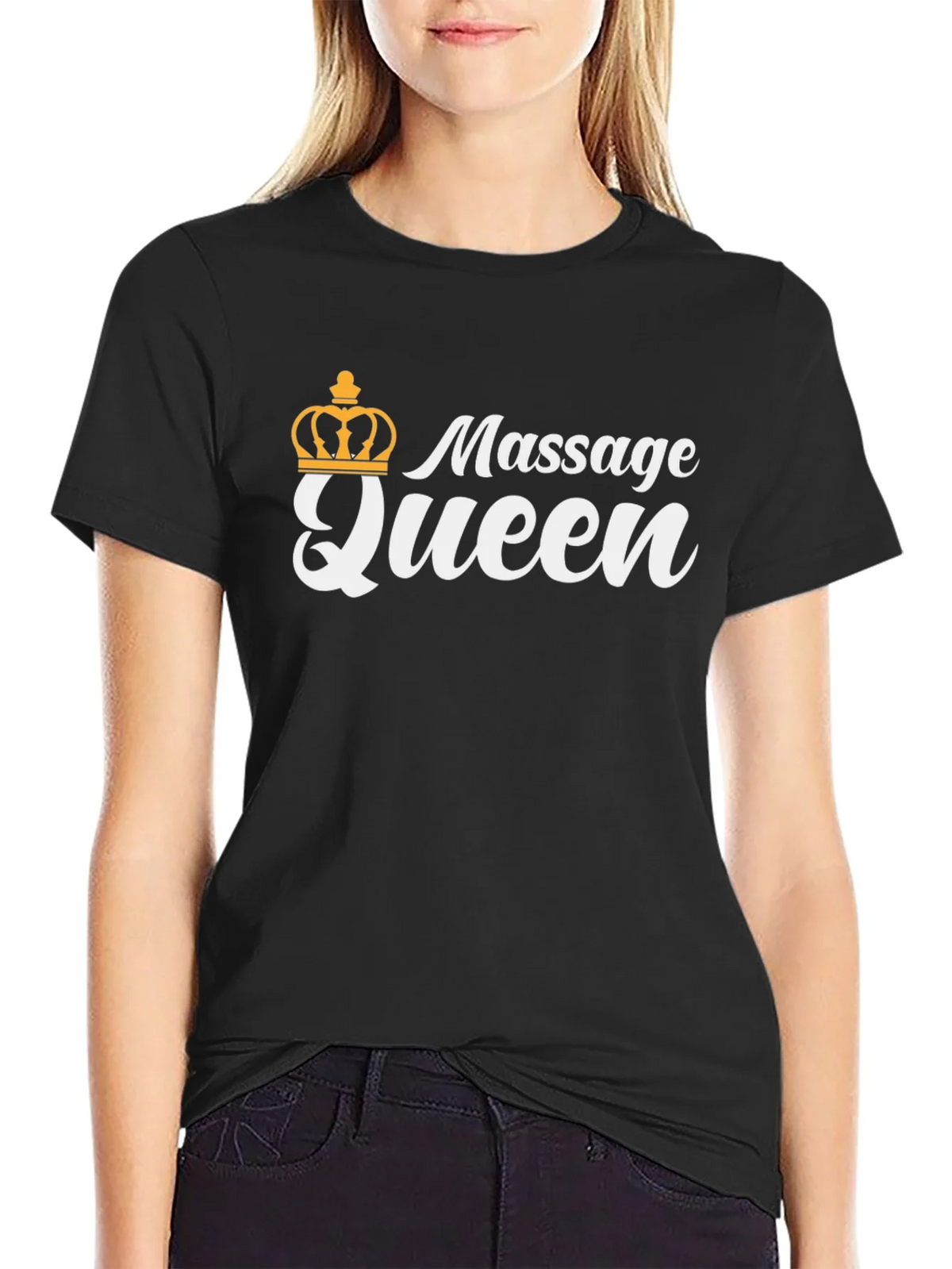Massage Queen T-Shirt - Black Crown Graphic Novelty Tee product image 1