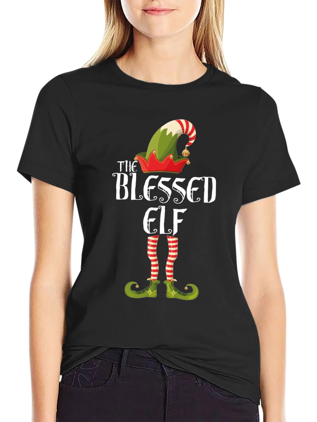 Blessed Elf Graphic T-Shirt - Festive Holiday Apparel product image 2
