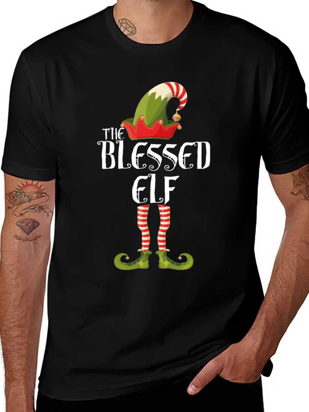 Blessed Elf Graphic T-Shirt - Festive Holiday Apparel product image 1
