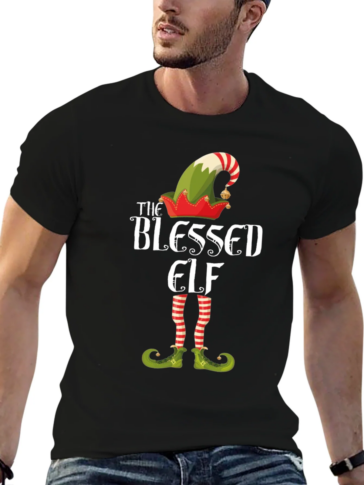 Blessed Elf Graphic T-Shirt - Festive Holiday Apparel product image 6