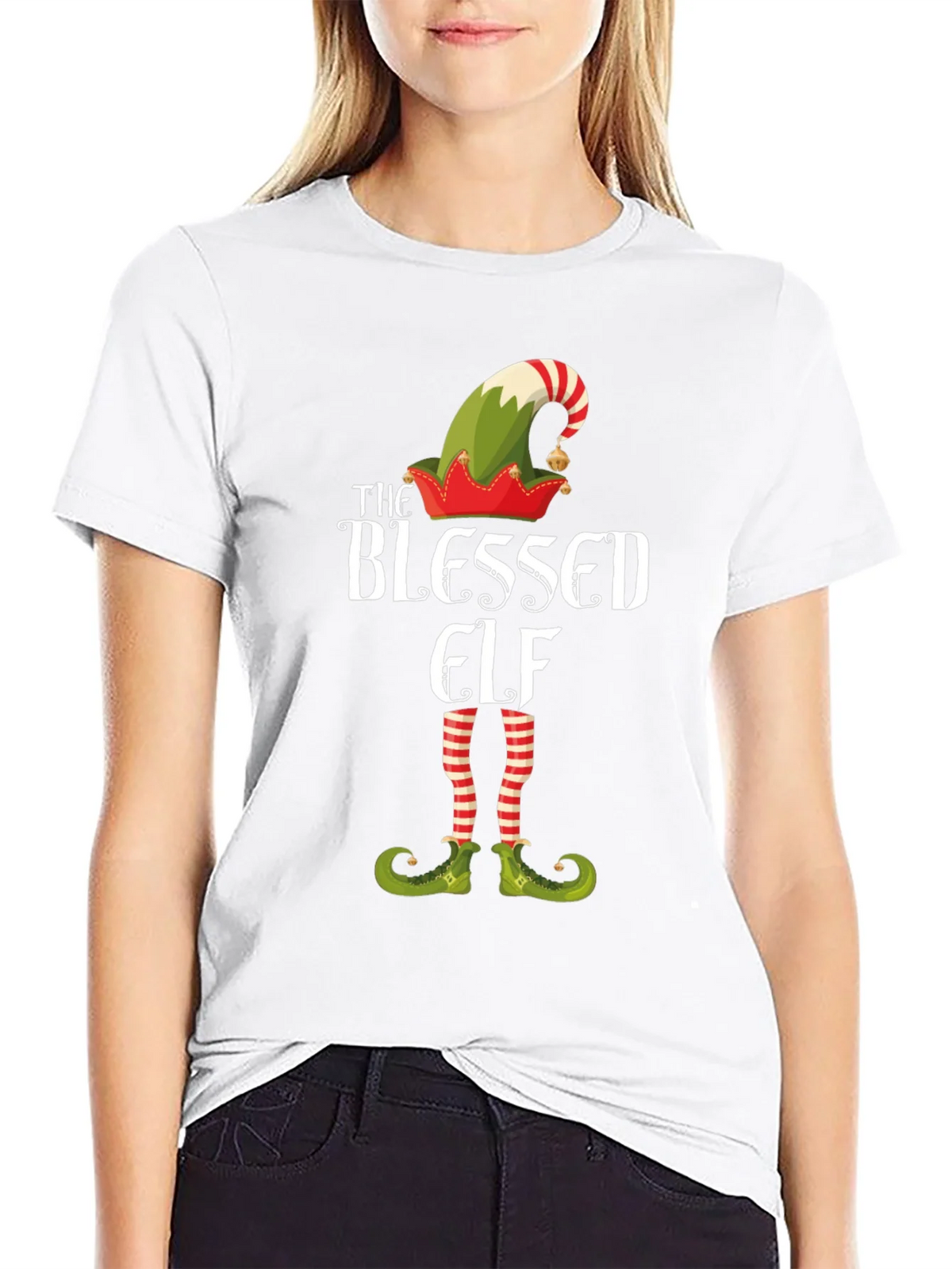 Blessed Elf Graphic T-Shirt - Festive Holiday Apparel product image 8