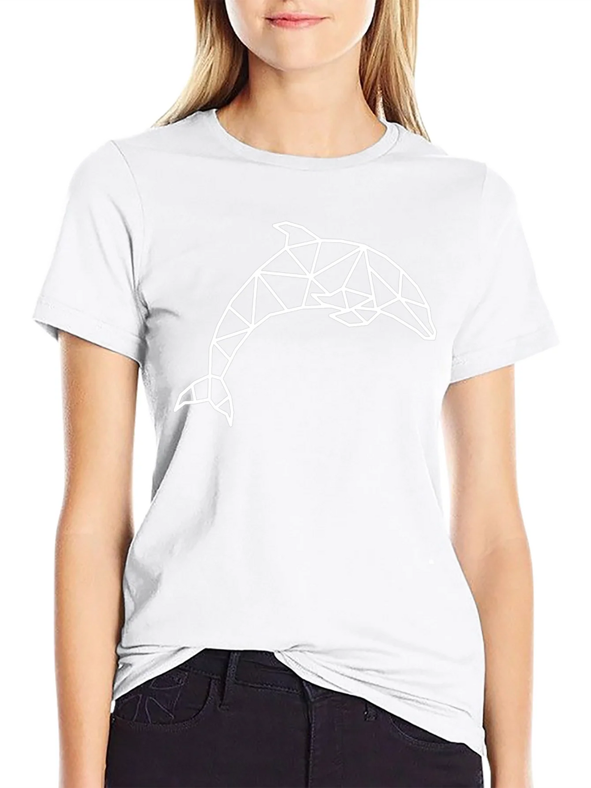 Geometric Dolphin Graphic Black Tee Shirt product image 8
