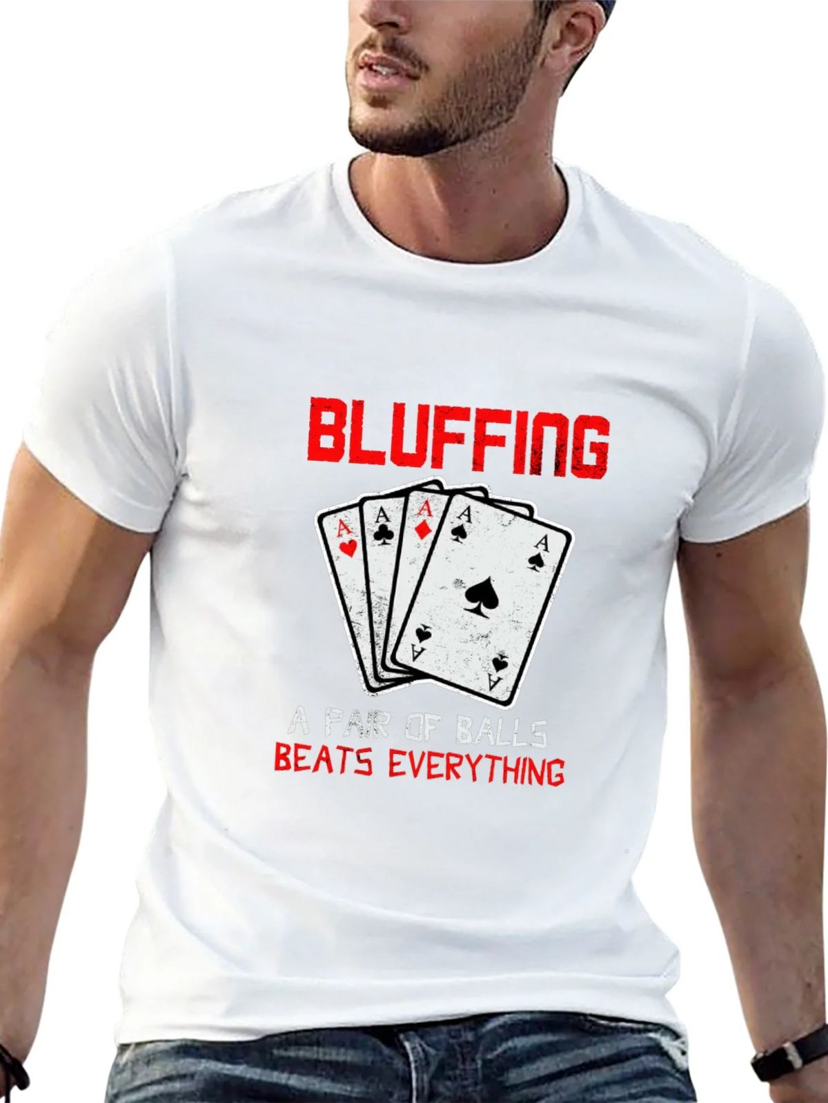 Bluffing Poker Ace Card Graphic T-Shirt product image 12