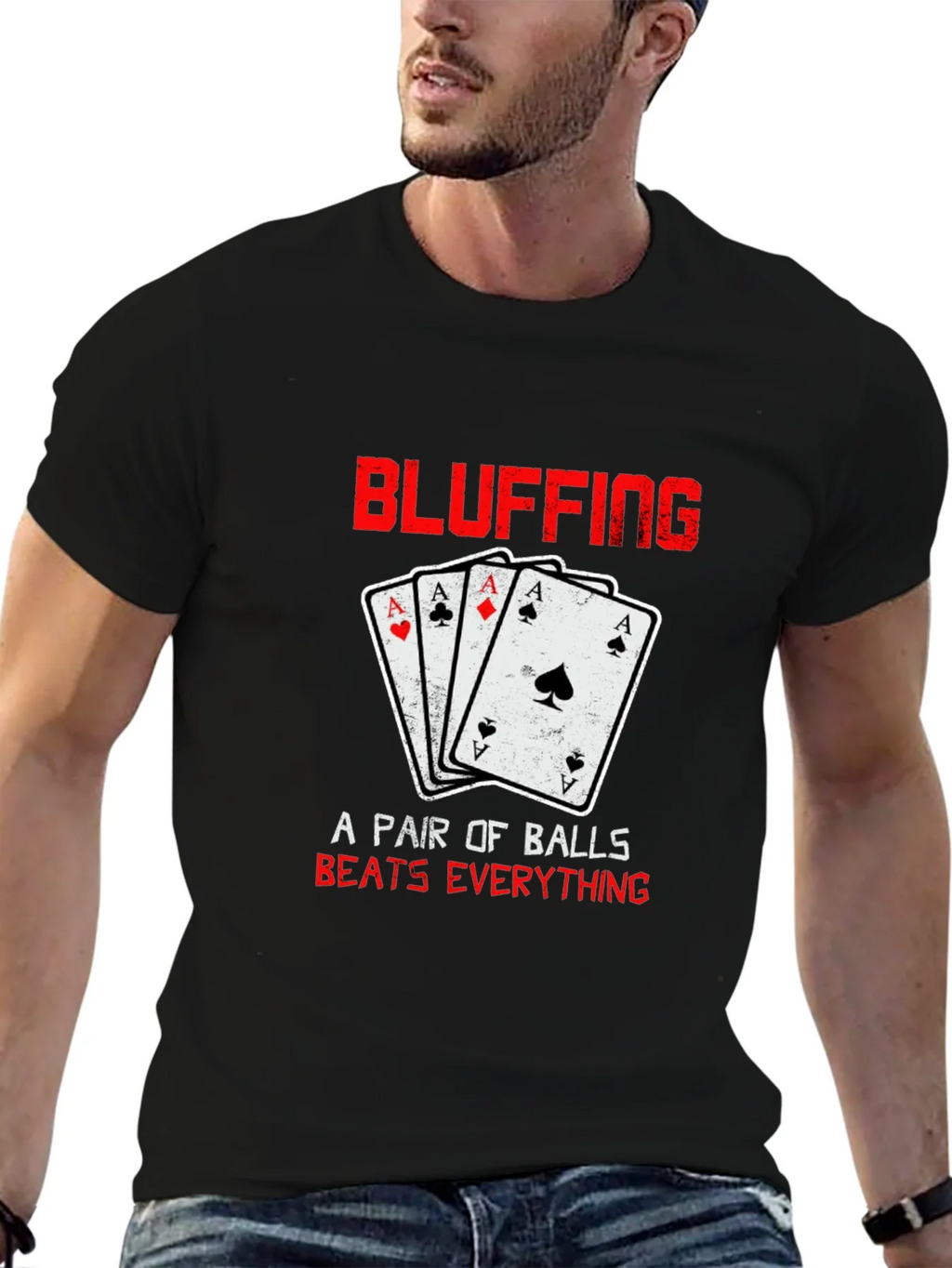 Bluffing Poker Ace Card Graphic T-Shirt product image 6