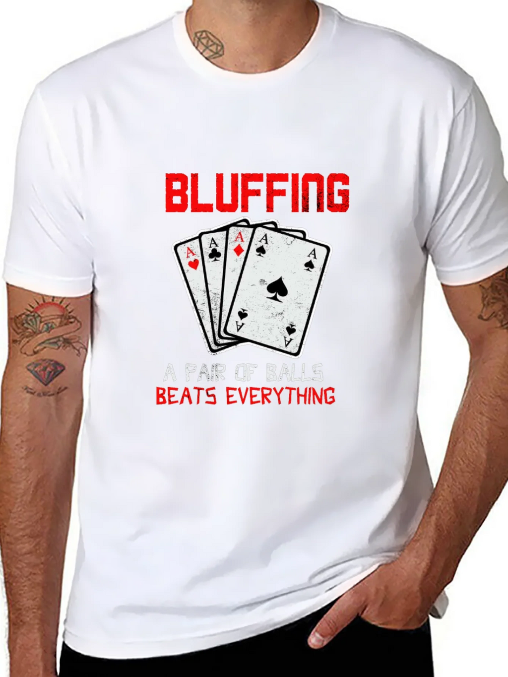 Bluffing Poker Ace Card Graphic T-Shirt product image 7